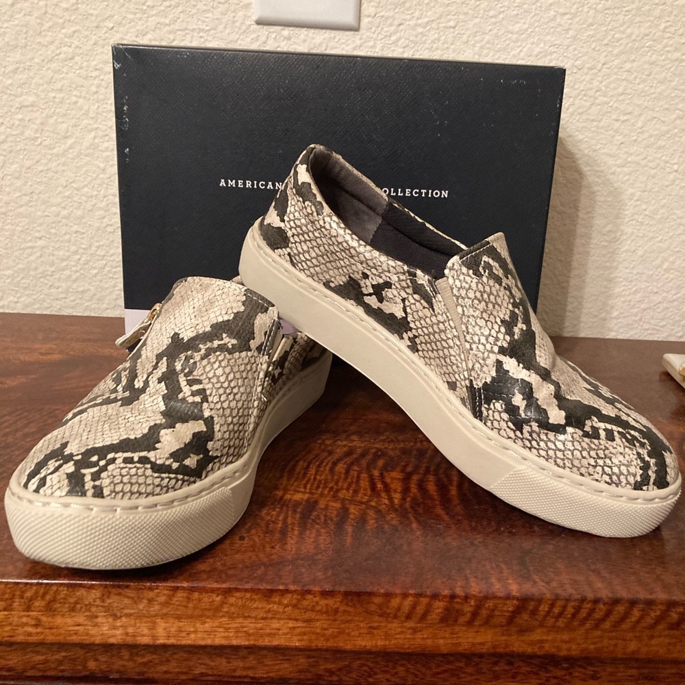 Dr. Scholls No Chill Platform snake skin sneakers.